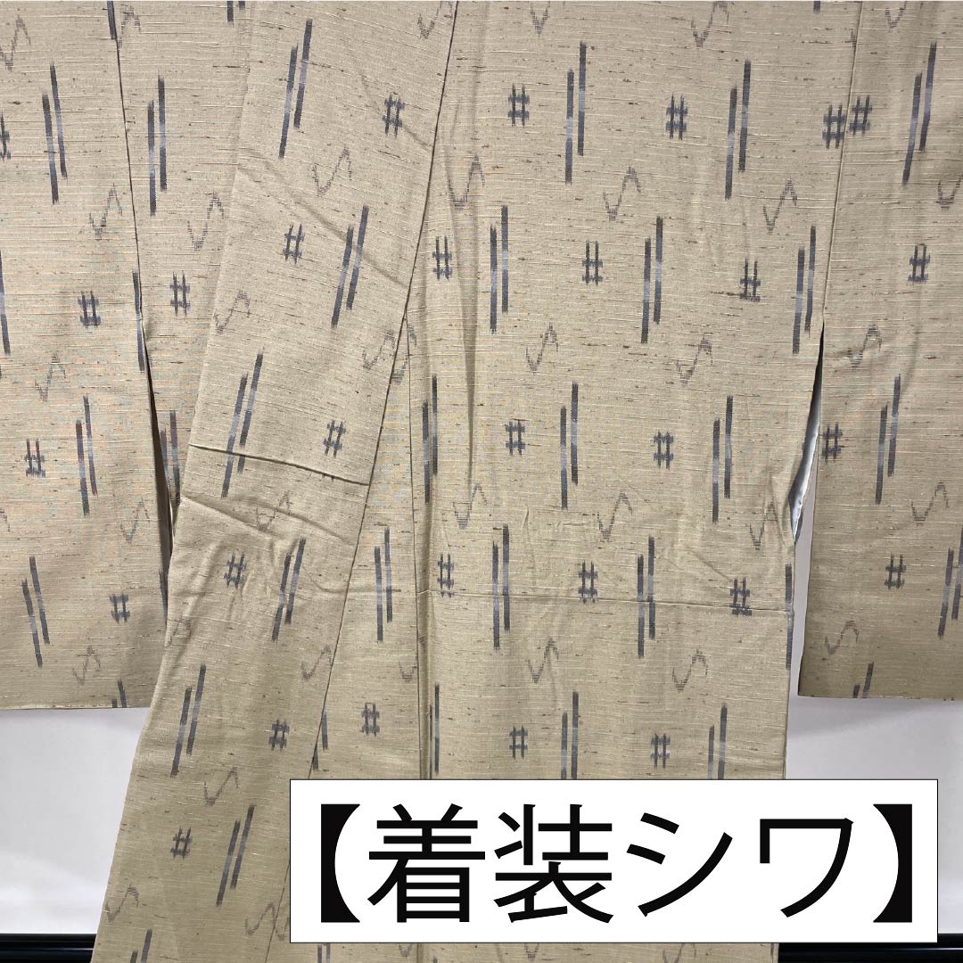 紬 正絹 Sランク 身丈162cm 裄丈65cm 白橡色（しろつるばみいろ） 米沢 ぜんまい紬 はればれ加工 袷 ベージュ系 1116004442425