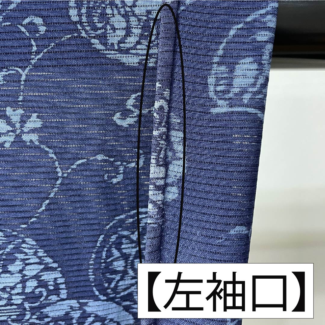 夏物 正絹 小紋 身丈163.5cm 裄丈63cm 紺色（こんいろ） 古典柄 型染 絽 Aランク 紺系 1132002713418
