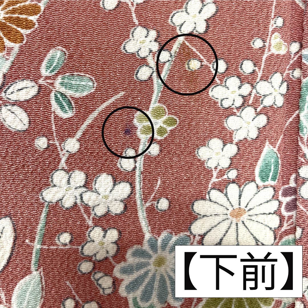 小紋 正絹 身丈156cm 裄丈62.5cm 袷 浅蘇芳色（あさきすおういろ） 草花模様 Aランク ピンク系 1115005083313