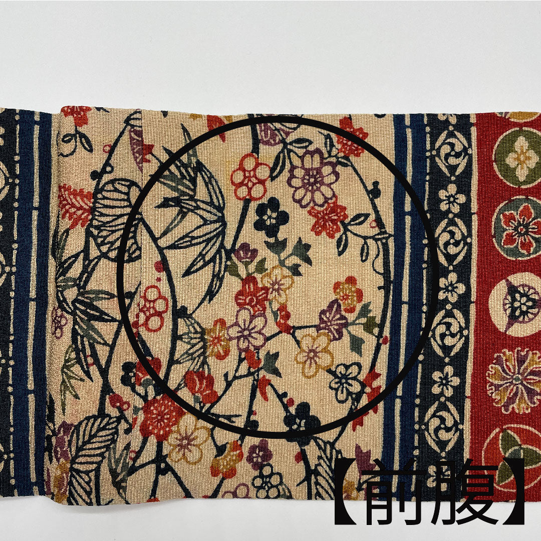Nagoya obi, stencil-dyed obi, auspicious pattern, obi length 361cm, pure silk, B rank, full length, casual, gradation, 1124002594399, Nagoya style