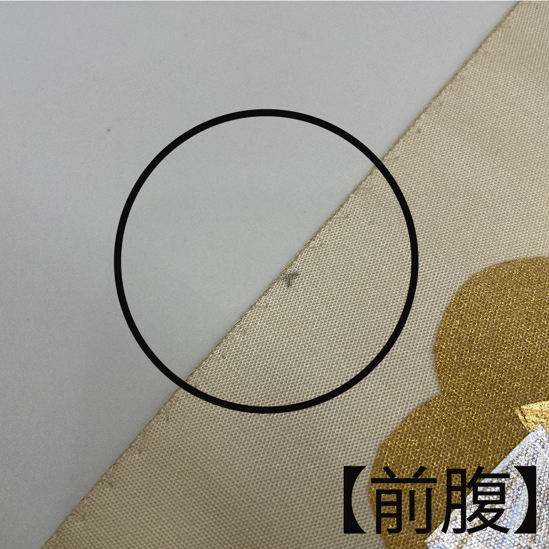 袋帯 雲取り 箔 帯丈450cm 正絹 Aランク ポイント柄 フォーマル クリーム系 1123003743315