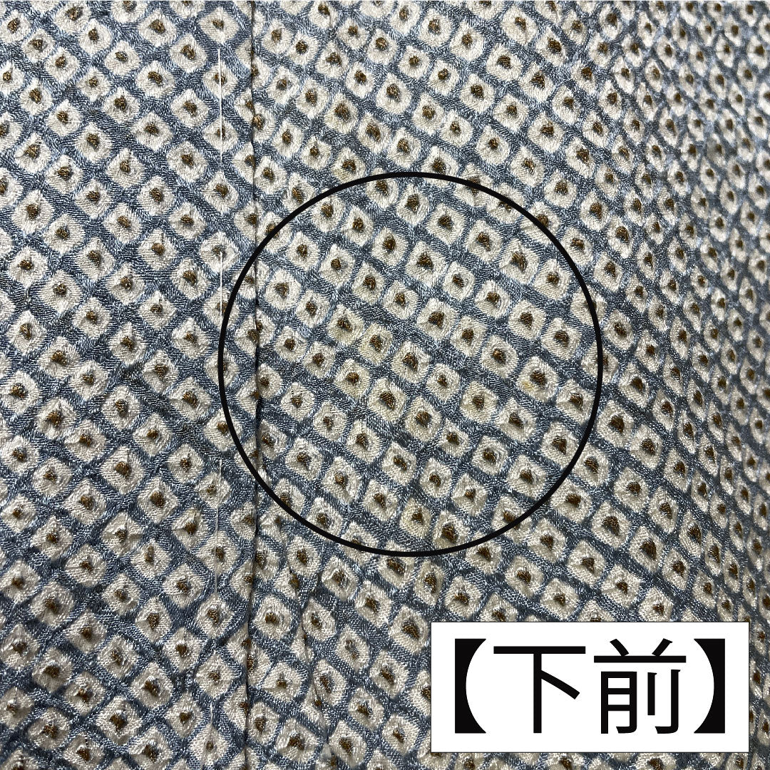 小紋 正絹 身丈155.5cm 裄丈64.5cm 袷 青白磁色（せいはくじいろ） 総絞り 疋田絞り Aランク 水色系 1115004673324