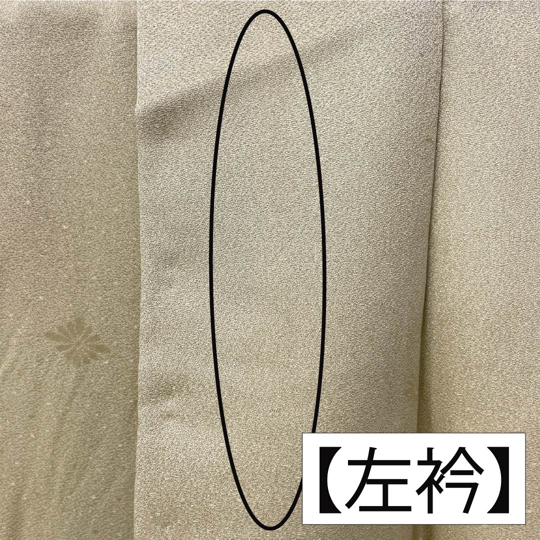 色無地 正絹 Aランク 身丈162cm 裄丈64cm 枯野色（かれのいろ） 綸子 菊 袷 ベージュ系 1114002253425