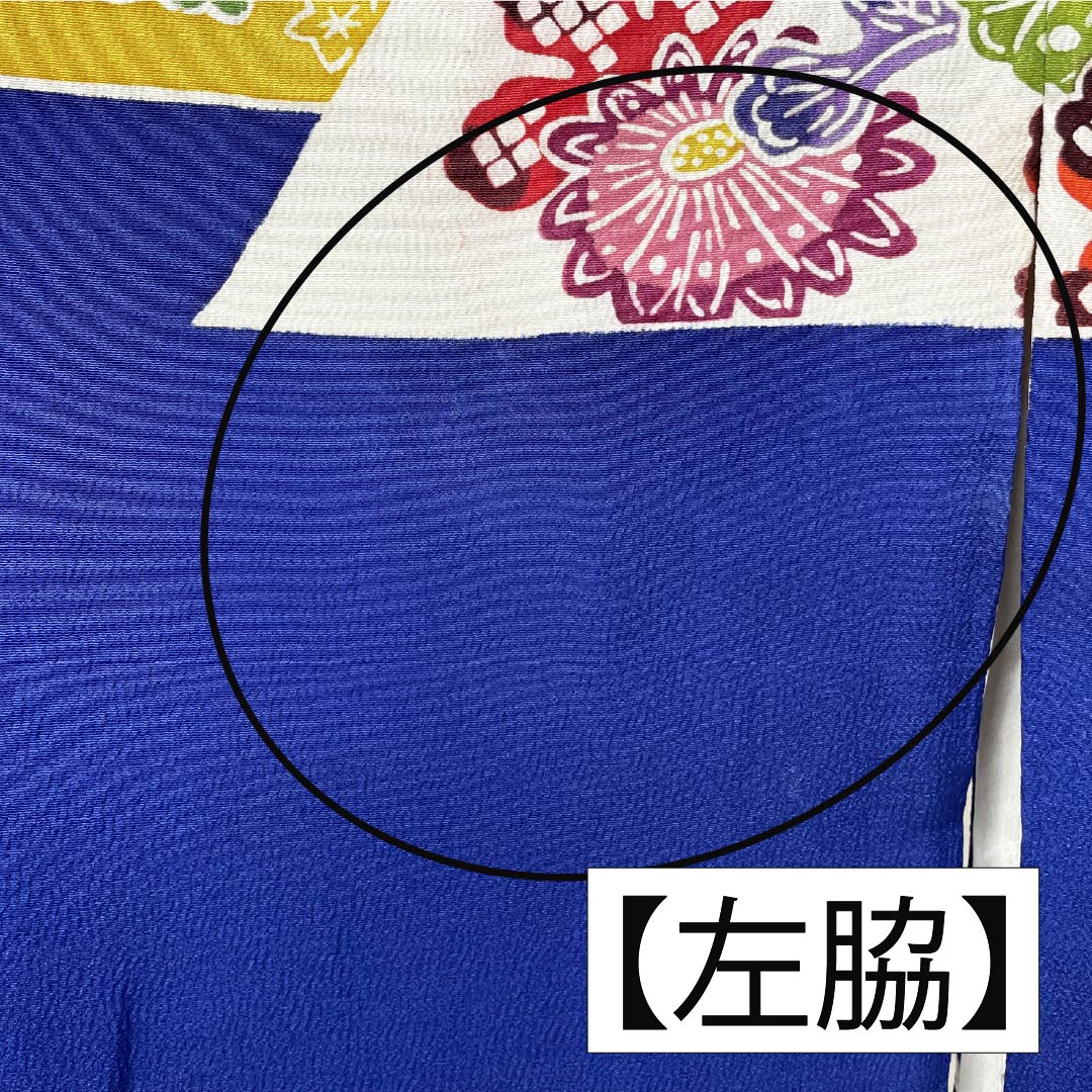 訪問着 正絹 Bランク 袷 身丈167.5cm 裄丈64.5cm 瑠璃色（るりいろ） 京紅型 紅型調 風景模様 半衿付き 青系 1112006684517