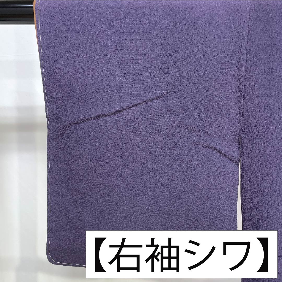 訪問着 正絹 Sランク 袷 身丈152cm 裄丈62.5cm 深紫色（ふかきむらさきいろ） 付下げ ちりめん 作家物 抽象模様 紫系 1112007452220