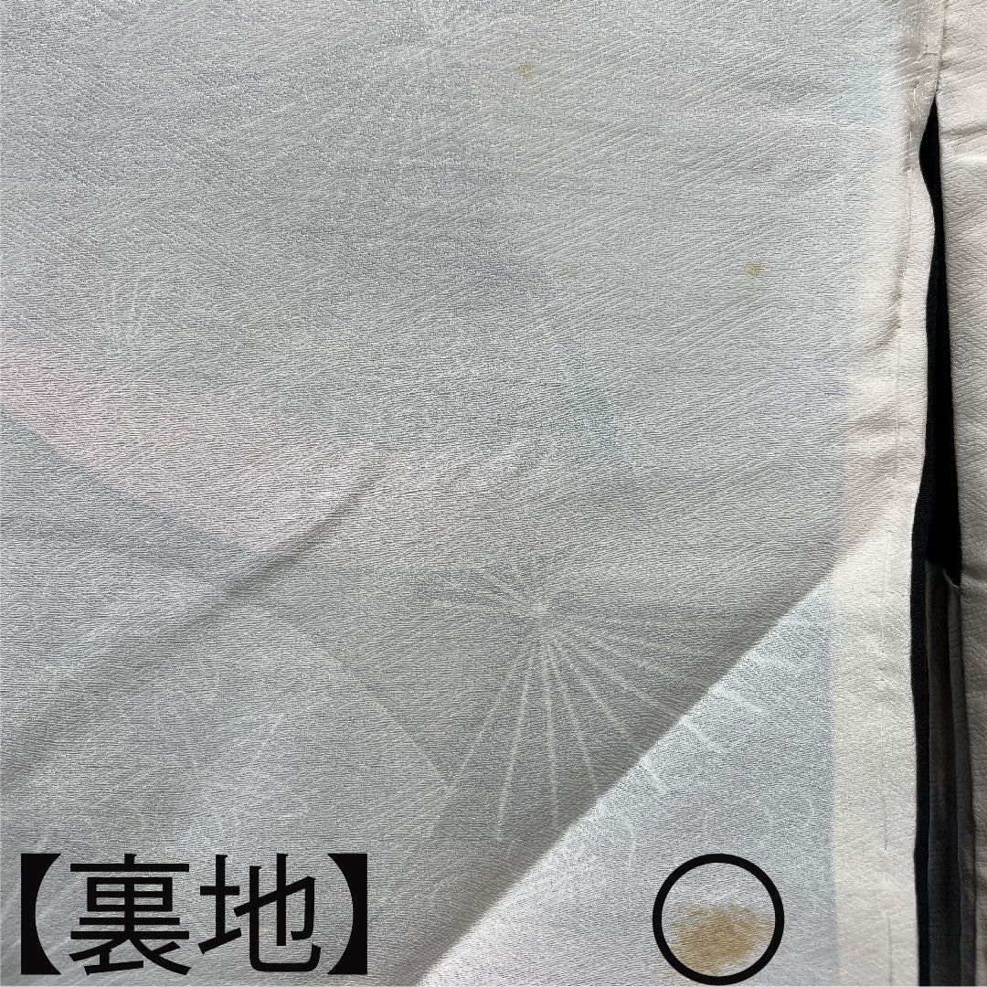 Haori, pure silk, length 78cm, sleeve length 64cm, black haori, Kyo-Yuzen, plum, autumn leaves, A rank, lined, black, 1117000793910
