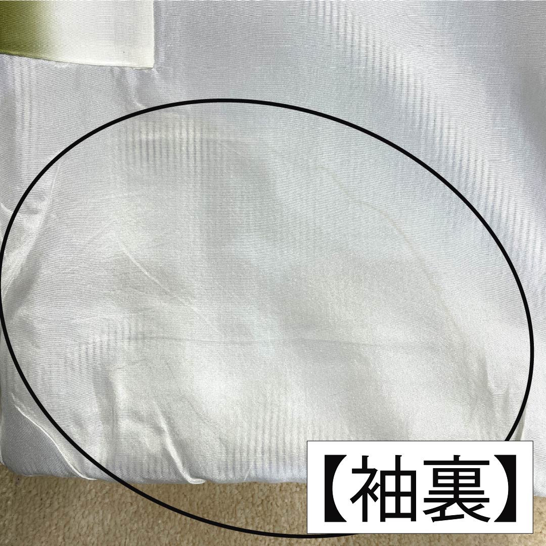紬 正絹 Aランク 身丈154cm 裄丈62cm 乳白色（にゅうはくしょく） 塩沢紬 縞 袷 白系 1116004573211