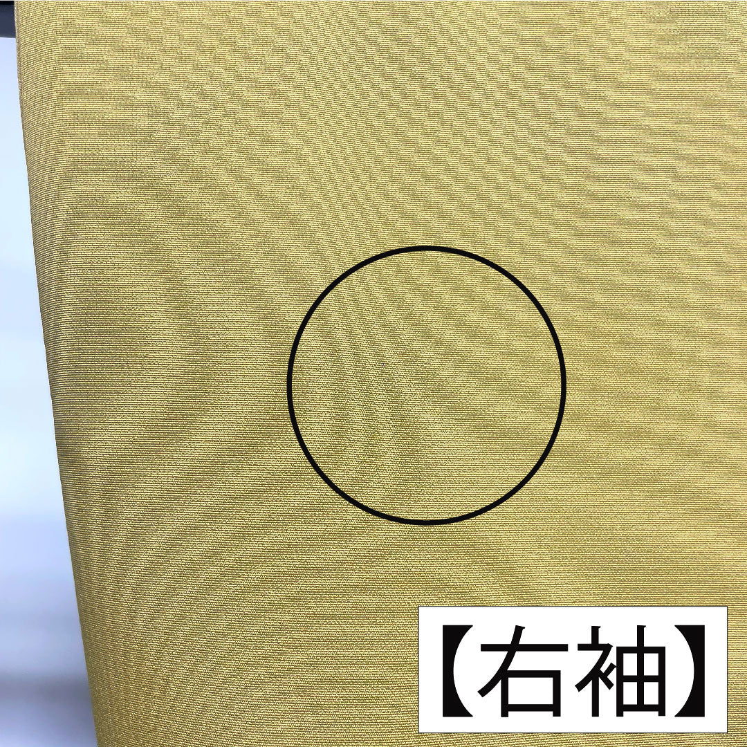 Homongi, pure silk, lined, length 164cm, sleeve length 64cm, faint yellow, Kyoto Yuzen, autumn grass pattern, one crest, five-fold fan, A rank, yellow, 1112004323423