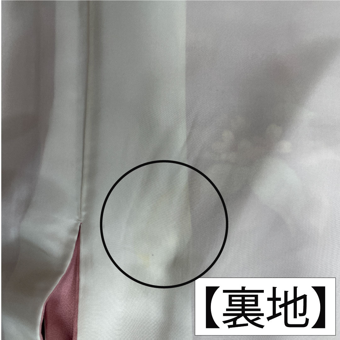 訪問着 正絹 袷 身丈158.5cm 裄丈62.5cm 一斤染色（いっこんぞめいろ） 京友禅 草花模様 一つ紋 丸に沢瀉 Aランク ピンク系 1112004763313