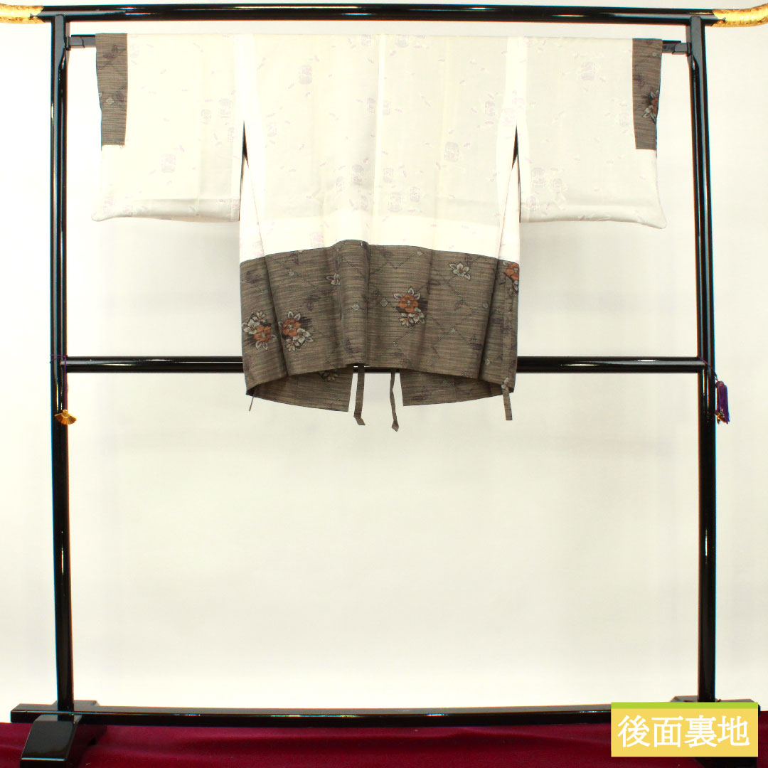 Murayama Oshima, pure silk, length 159.5cm, sleeve length 65cm, ensemble, S rank, lined, gray, 1116003272322