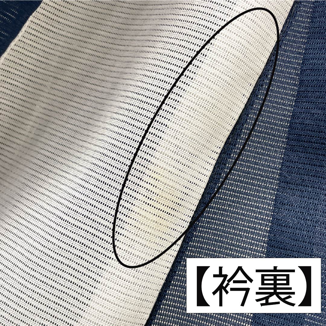 夏物 ポリエステル 色無地 Aランク 身丈159cm 裄丈63cm 印度藍色（いんどあいいろ） 洗える着物 絽 紺系 1132003023318