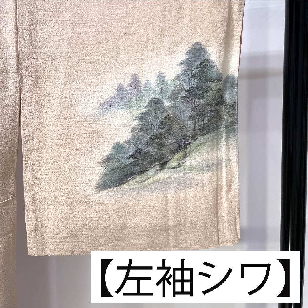 訪問着 正絹 Sランク 袷 身丈161cm 裄丈65.5cm 乙女色（おとめいろ） 京友禅 作家物 金閣寺 風景画 しつけ糸付き ピンク系 1112007172413