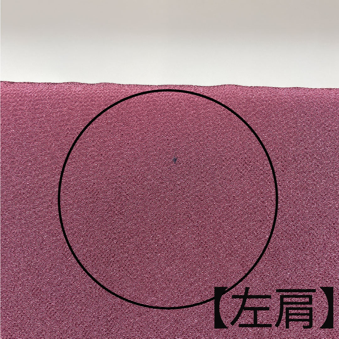 色無地 ポリエステル 梅紫色 洗える着物 素無地 下り藤に橘  身丈152cm 裄丈65.5cm 袷  Aランク 紫系 1114000793220
