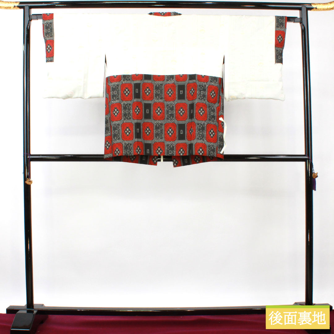 Murayama Oshima, pure silk, length 158.5cm, sleeve length 64.5cm, ensemble, abstract pattern, basting thread included, unused, S rank, lined, black, 1116003262310
