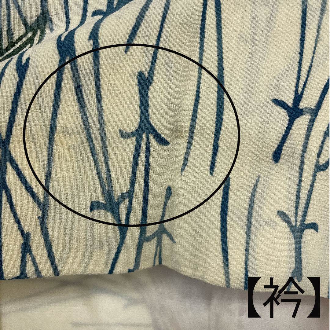 小紋 身丈160cm 裄丈65cm 袷  型染 松葉 花模様  正絹 Bランク クリーム系 1115001194315