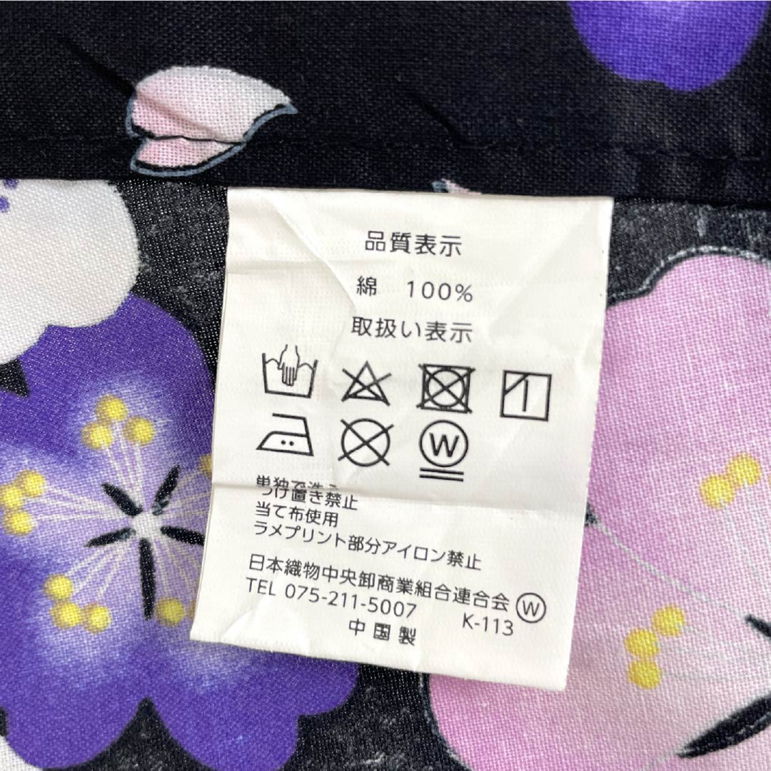 浴衣 木綿 身丈166.5cm 裄丈62.5cm Sランク 単衣 黒系 桜 1118005932510