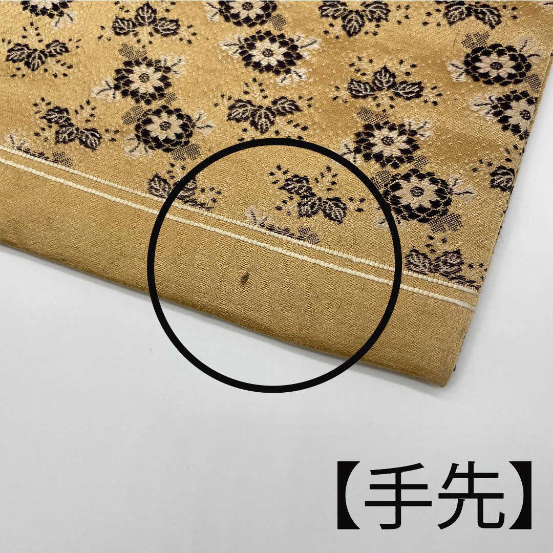 名古屋帯 両面全通 リバーシブル 草花模様 帯丈335cm 正絹 Aランク 全通 カジュアル 茶系 1124002433314  名古屋仕立て