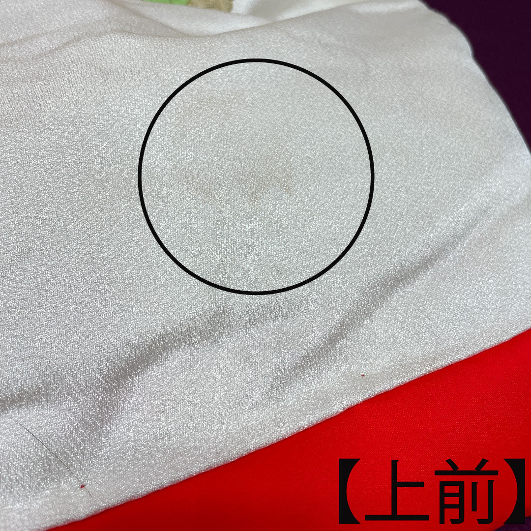 Colored uchikake, pure silk, length 191cm, sleeve length 65cm, Karaori, gold leaf finish, crane, B rank, lined, white, 1110000664911