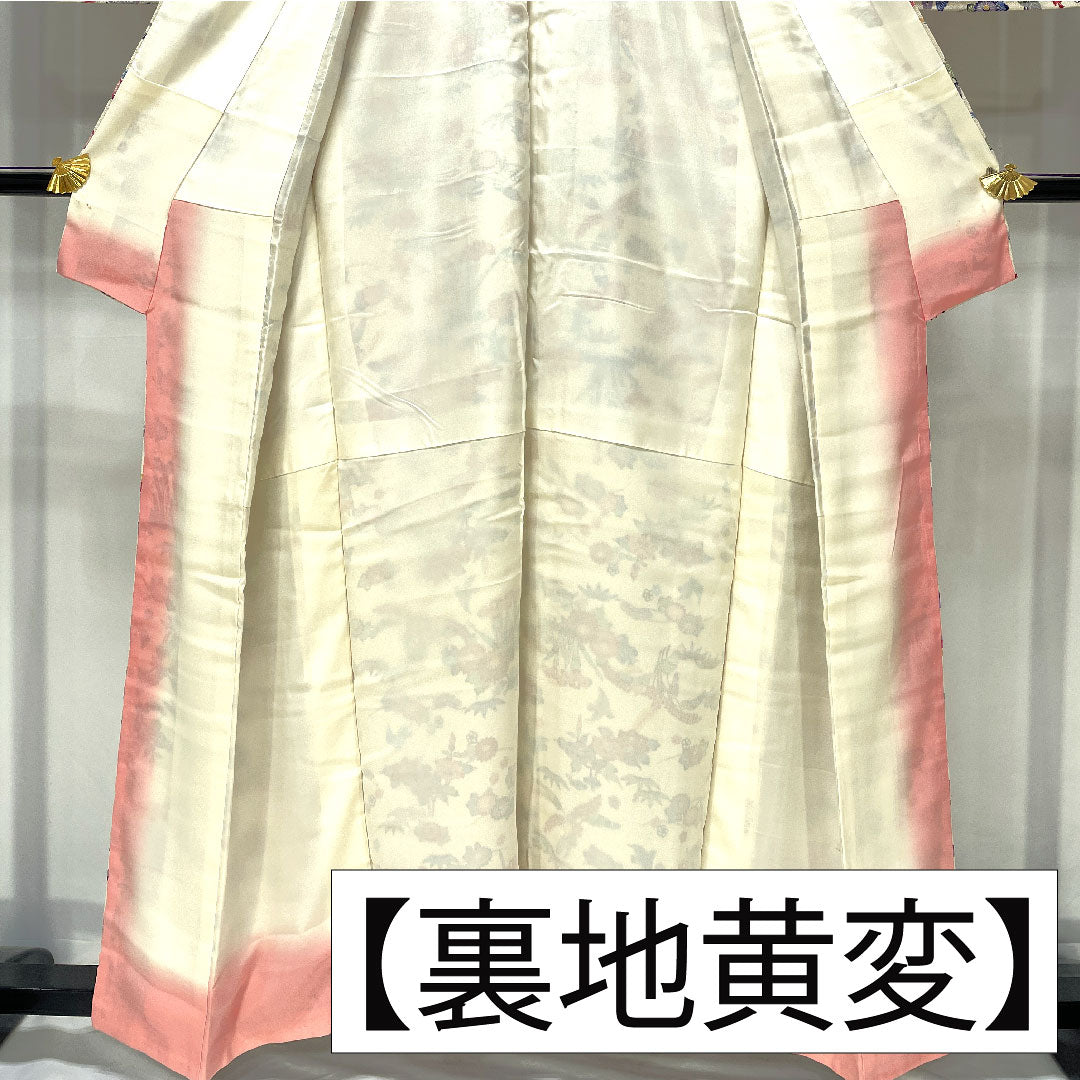 小紋 正絹 身丈157cm 裄丈64cm 袷 生成り色（きなりいろ） 京紅型 吉祥文様 Aランク クリーム系 1115004893315