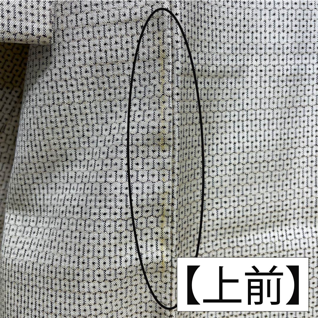 Visiting Kimono, Pure Silk, A-Rank, Lined, Length 152cm, Sleeve Length 62cm, Off-White (Kinari-Iro), White Oshima Silk, 100 Tortoise Shell Pattern, Stitched Crest, Round with Different Hawk Feathers, Classic Pattern, White, Product Number: 1112006173211