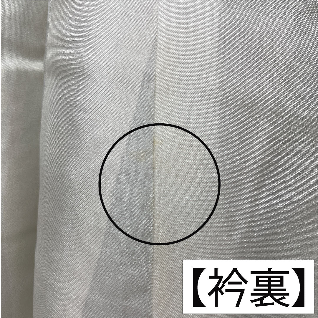 色無地 正絹 身丈157cm 裄丈64cm 柳茶色（やなぎちゃいろ） 一つ紋 蔦 袷 Sランク 緑系 1114001592319