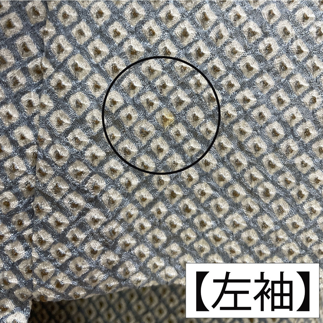 小紋 正絹 身丈155.5cm 裄丈64.5cm 袷 青白磁色（せいはくじいろ） 総絞り 疋田絞り Aランク 水色系 1115004673324