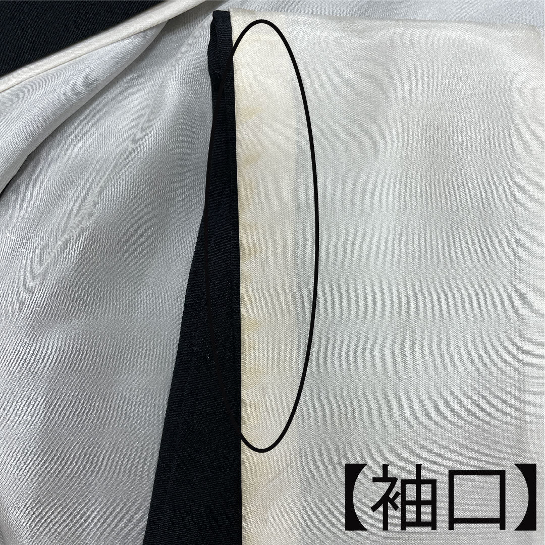 Black Tomesode, Length 166cm, Sleeve Length 66.5cm, Awase, Kyoto Yuzen, Floral Pattern, Katabami, Pure Silk, A Rank, Five Crests, Black, 1111000743510