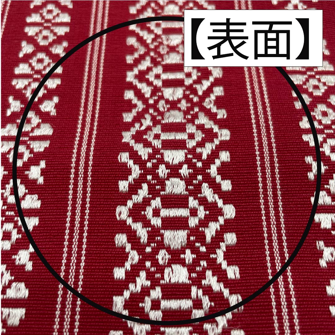 [Untailored] Half-width Obi, Cotton, A-rank, Madder Red, Kenjo Pattern, Hakata-ori. Obi Length 316cm, Vermillion Family. 1125001673316