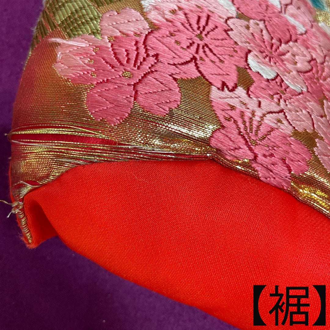 色打掛 正絹 身丈193cm 裄丈65cm  唐織 鶴 松 桜 鴛鴦 Aランク 袷 朱系 1110000713916