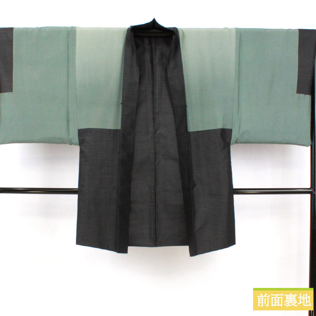 男物 正絹 Aランク 身丈139cm 裄丈67.5cm 大島紬 100亀甲 しつけ糸付き 袷 グレー系 1119001793322