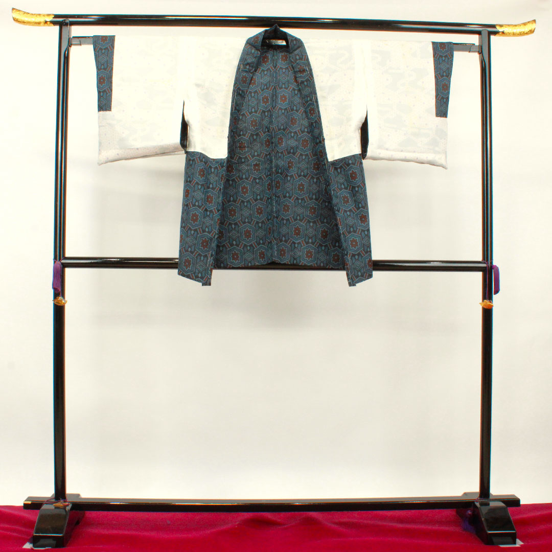 Murayama Oshima Tsumugi Length 159.5cm Sleeve length 62.5cm Ensemble Geometric pattern Pure silk A rank A-line Navy 1116002843318