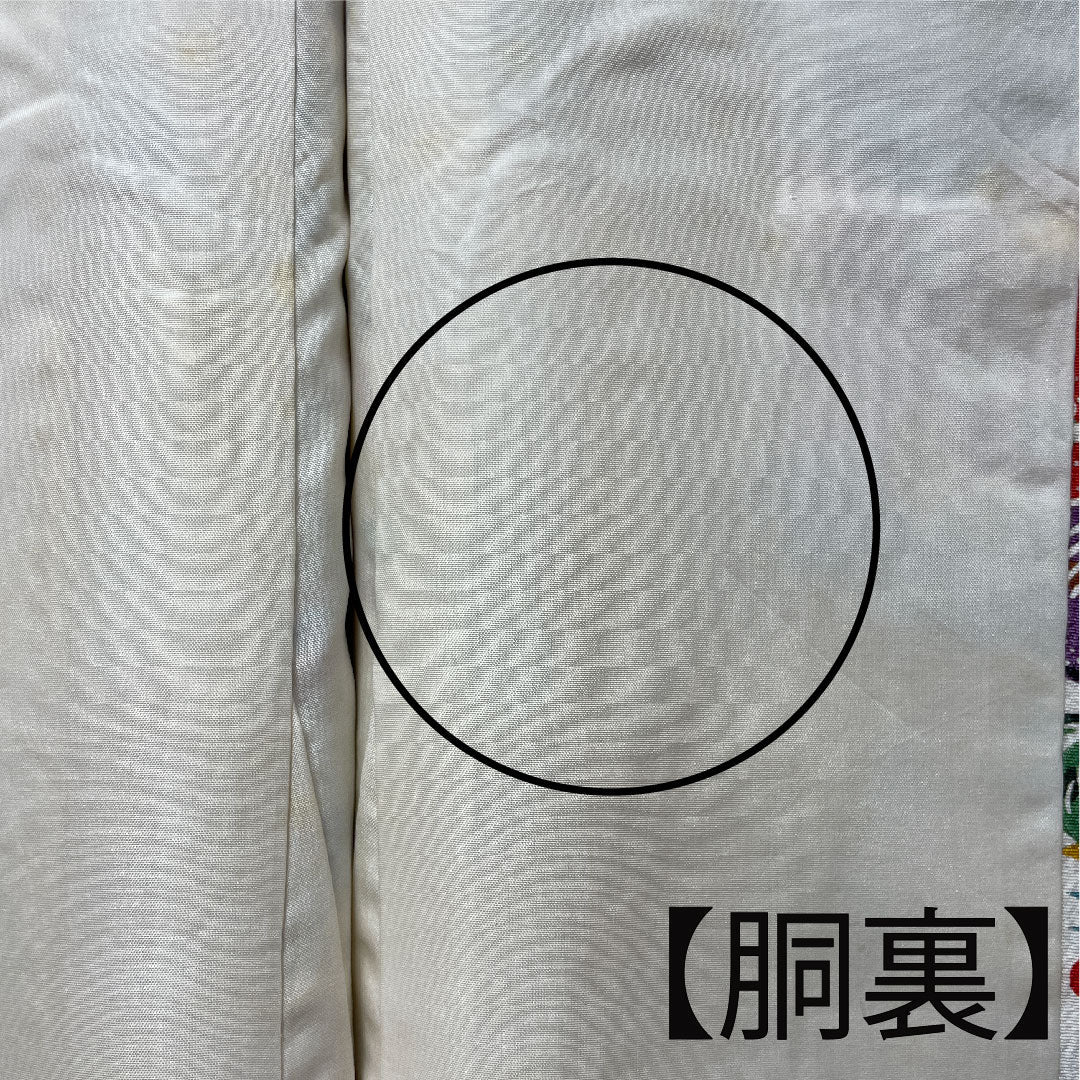 小紋 身丈156cm 裄丈62cm 袷  乳白色 型染 草花模様  正絹 Aランク 白系 1115002853311