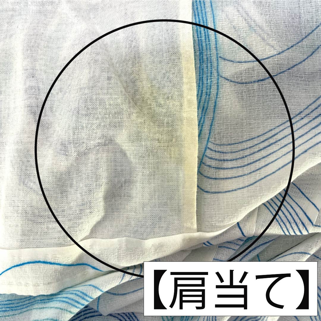 浴衣 木綿 Bランク 身丈154cm 裄丈65cm 白色 波 型染 単衣 白系 1118007034211