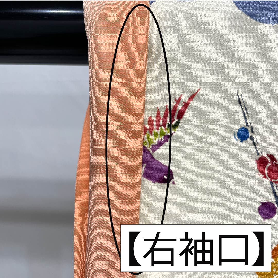 振袖 正絹 Bランク 身丈148.5cm 裄丈62cm 袷 生成り色（きなりいろ） 京紅型 吉祥文様    白系 1113002644111