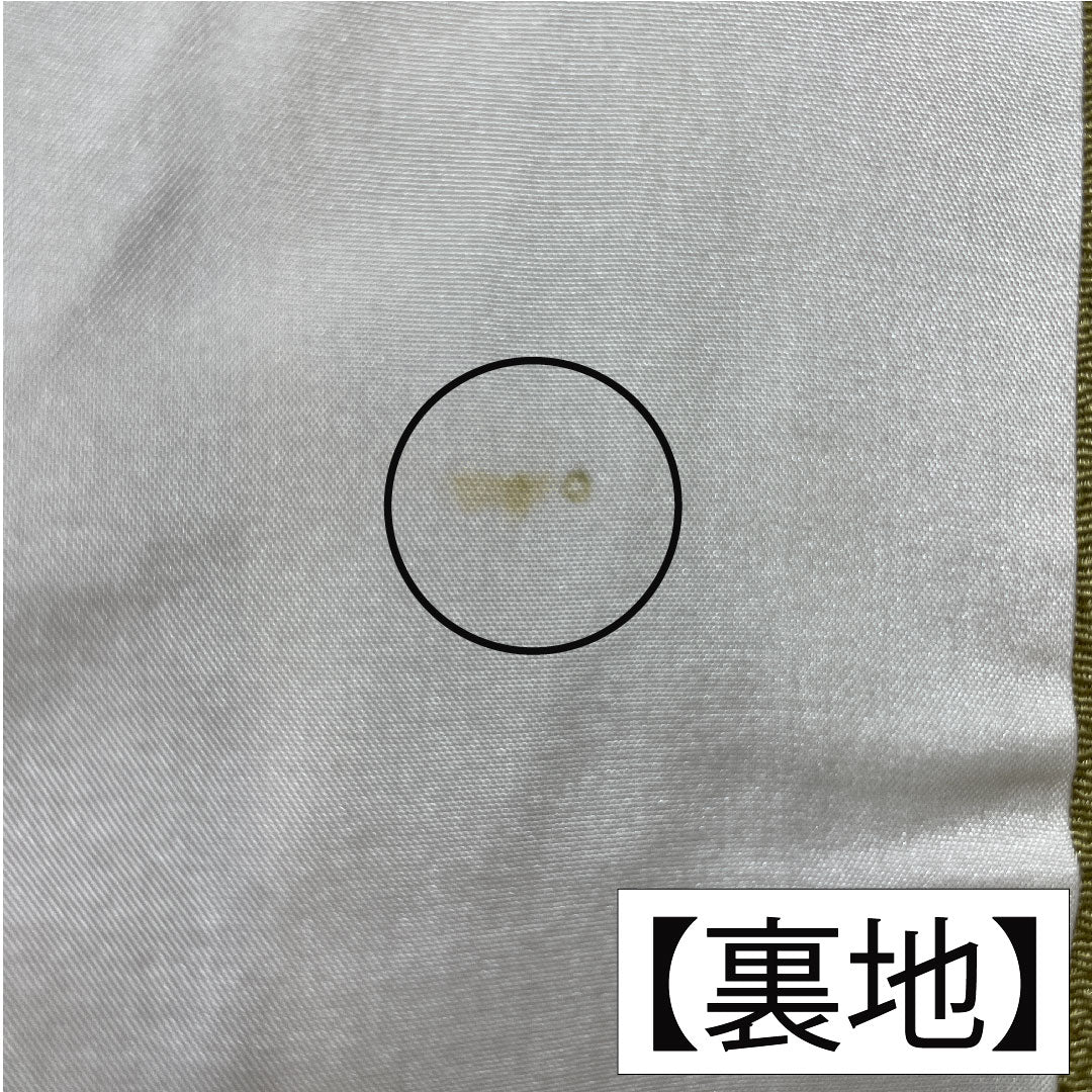 訪問着 正絹 袷 身丈155.5cm 裄丈67.5cm 唐金色（からかねいろ） 京友禅 ちりめん地 草花模様 Aランク 緑系 1112005953319