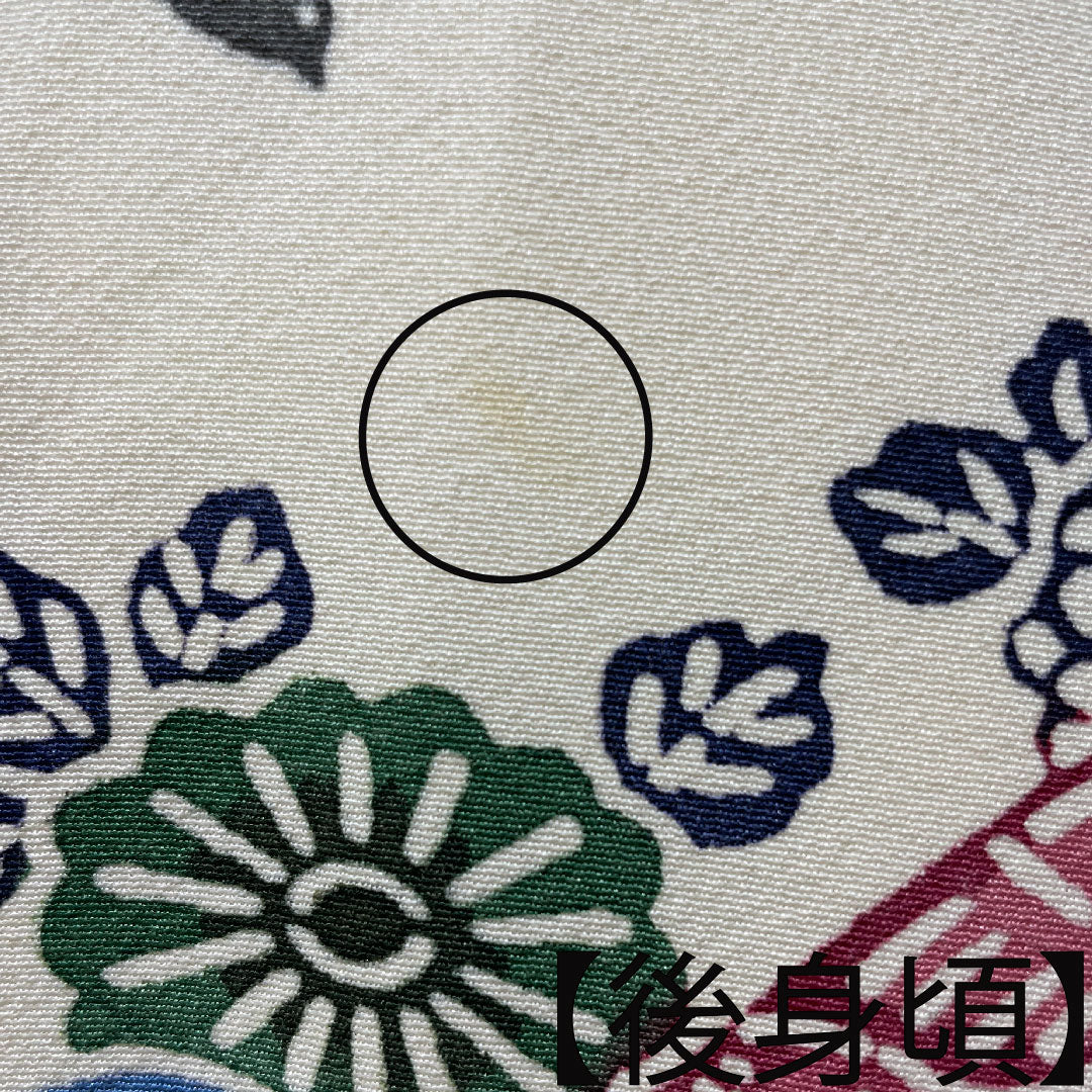 Komon, pure silk, length 160.5cm, sleeve length 63cm, lined, milky white, Kyoto Bingata, auspicious motif, A rank, cream color, 1115004063415