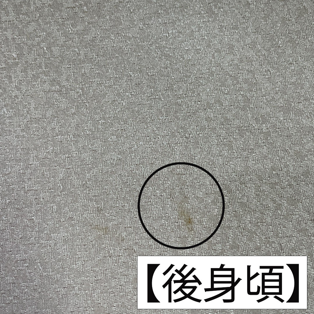 色無地 ポリエステル 身丈170.5cm 裄丈65cm 生成り色（きなりいろ） 洗える着物 一つ紋 五三桐 袷 Aランク ベージュ系 1114001263625
