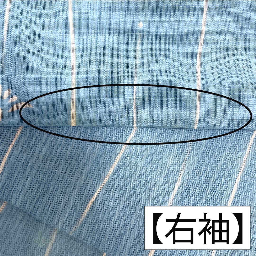 夏物 ポリエステル 小紋 身丈161cm 裄丈68cm 浅藍色（うすらんいろ） 竪絽 縞 鶴 絽 Bランク 水色系 1132002484424
