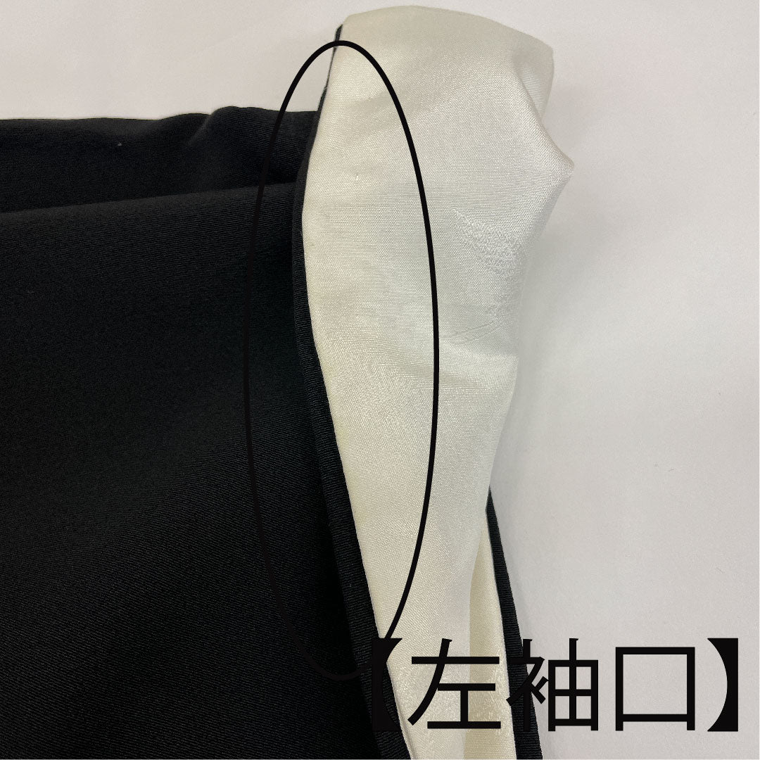 Black formal kimono, length 159.5cm, sleeve length 63.5cm, lined, Kaga Yuzen, Teranishi Kazuhiro, landscape pattern, circle with ivy, pure silk, A rank, five crests, black, 1111000333310