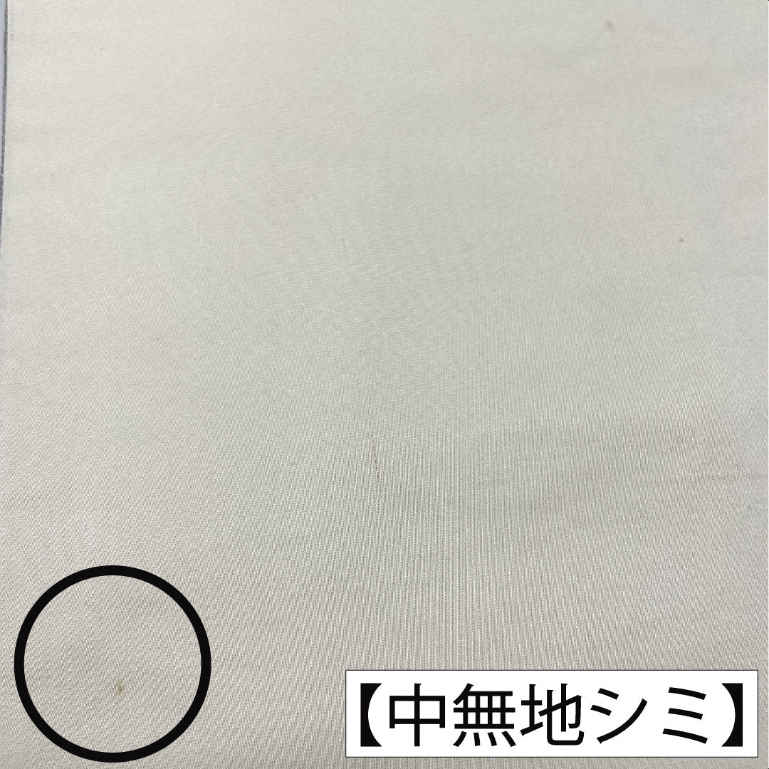 袋帯 正絹 Bランク 白銅色（はくどういろ） 西陣織 波涛鴛鴦 鶴 帯丈424cm 六通 フォーマル グレー系 1123016084322