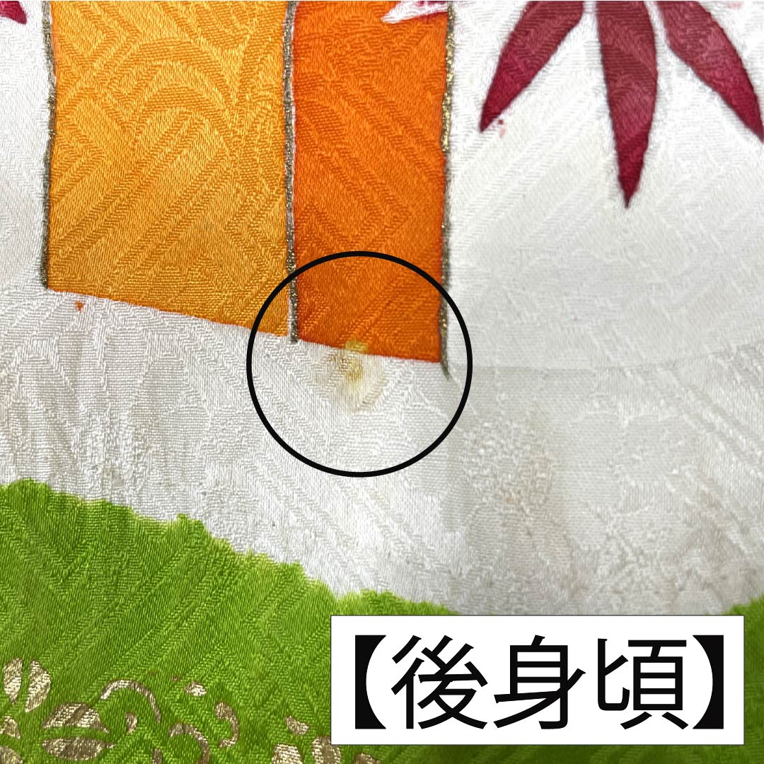 Furisode Pure Silk A Rank Length 167.5cm Sleeve-to-sleeve 64.5cm Lined Moegiiro (Yellowish Green) Kyo Yuzen Shibori Classic Pattern Green 1113002813519