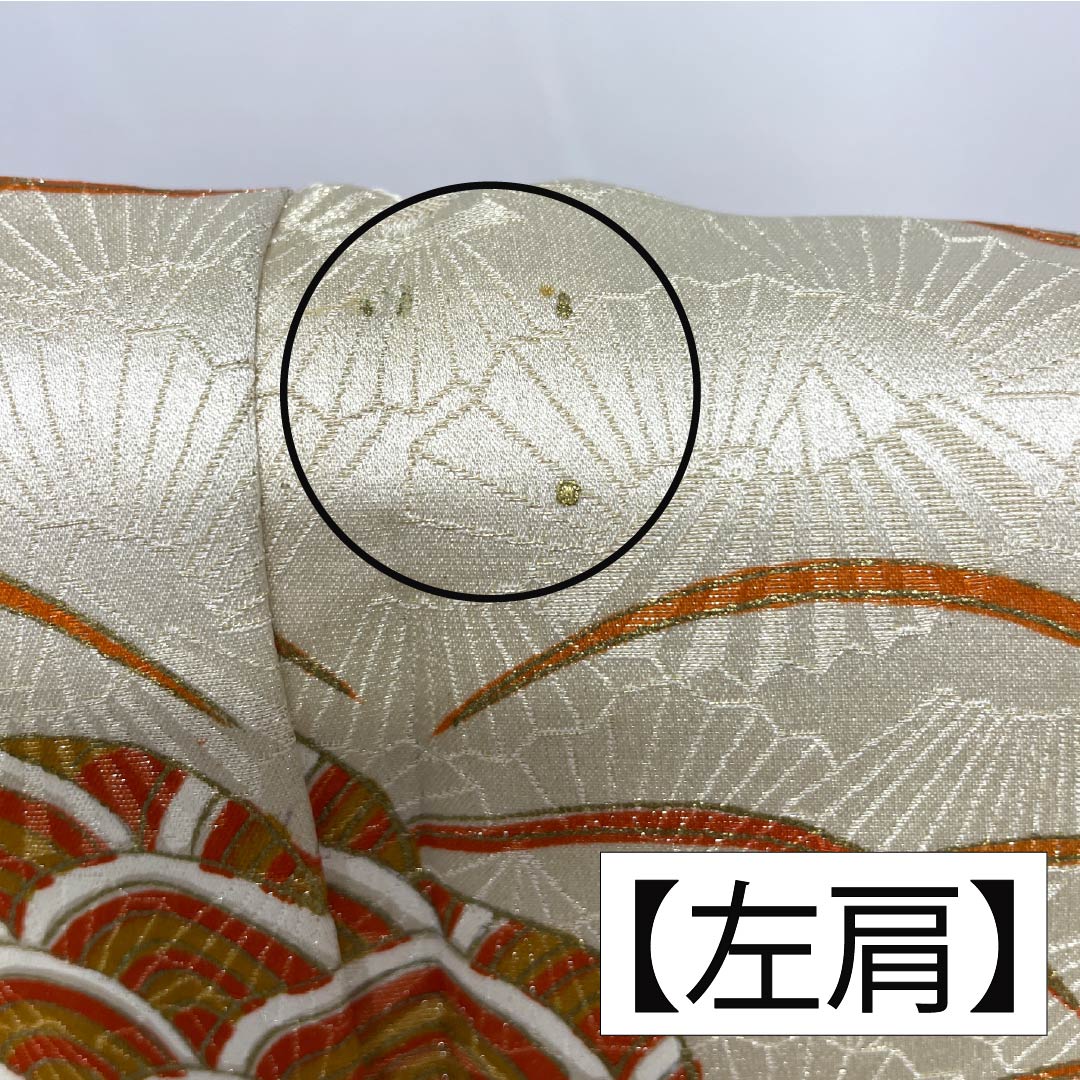訪問着 正絹 Aランク 袷 身丈164cm 裄丈62cm 赤橙色（あかだいだいいろ） 京友禅 吉祥文様 菊 青海波 橙系 1112006593426