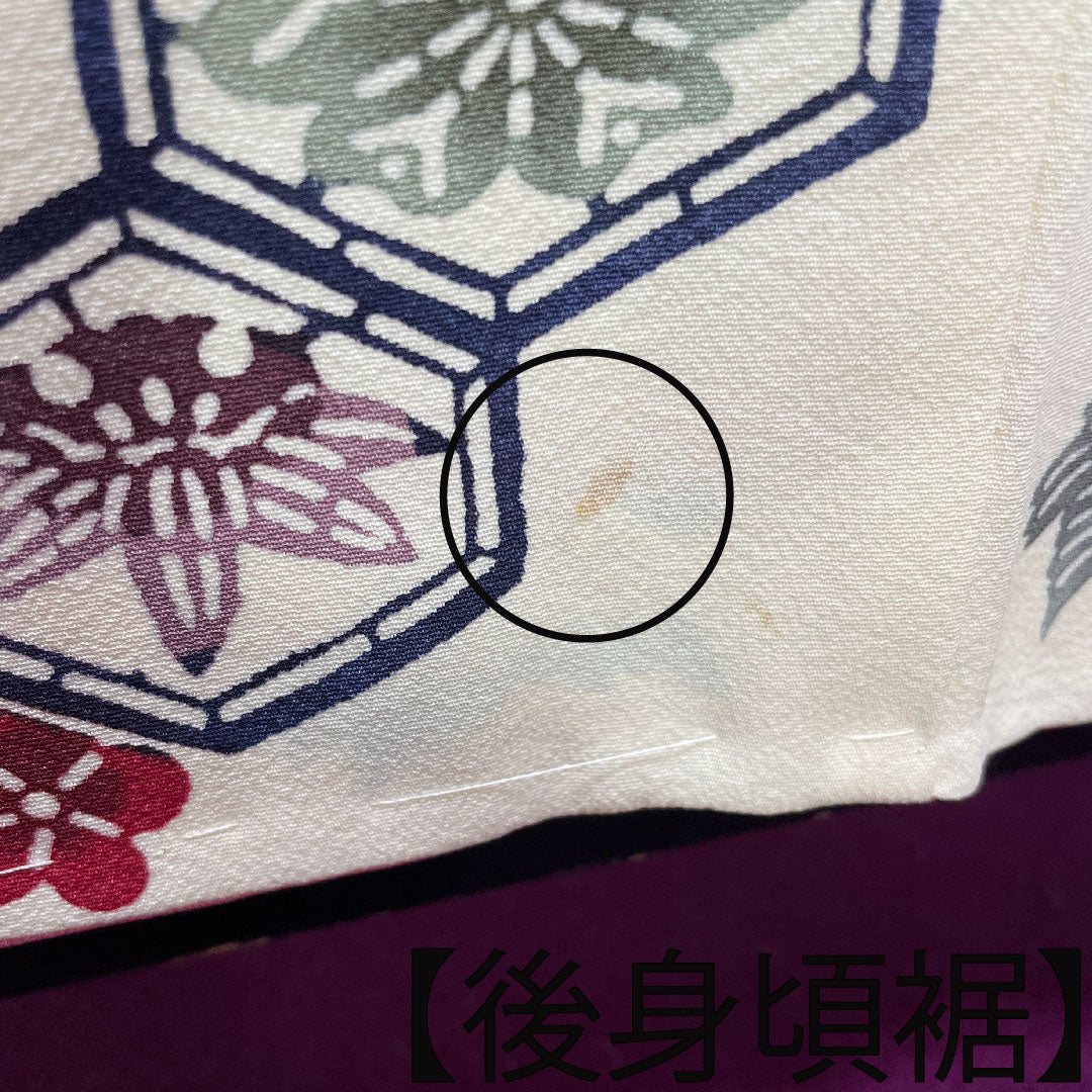 Komon, pure silk, length 160.5cm, sleeve length 63cm, lined, milky white, Kyoto Bingata, auspicious motif, A rank, cream color, 1115004063415