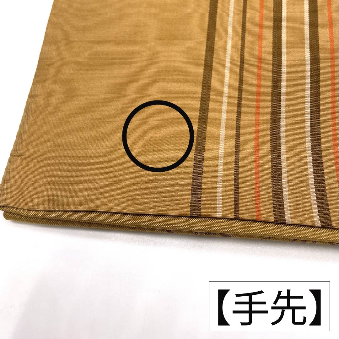 （京袋帯）名古屋帯 正絹 Aランク 開き仕立て 黄茶色（きちゃいろ） 鳥に葡萄唐草 古典柄 美保姿 帯丈350cm 全通 カジュアル ベージュ系 1124011833325