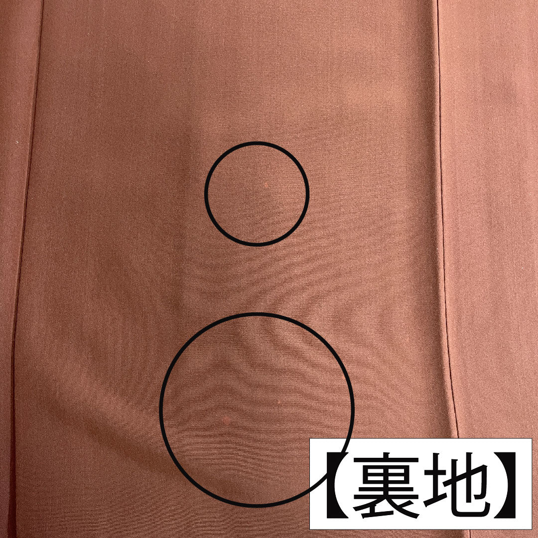 Homongi, pure silk, lined, length 163.5cm, sleeve length 68cm, chestnut color, Tsujigahana, one crest, Nakainkenkatabami, A rank, brown, 1112004913414