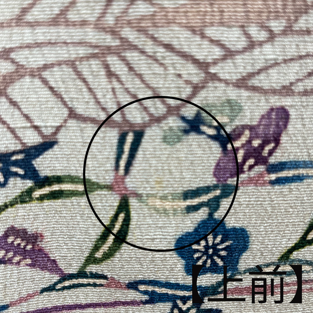 小紋 身丈154.5cm 裄丈61.5cm 袷  砥粉色 紅型 風景模様 正絹 Aランク クリーム系 1115003083215