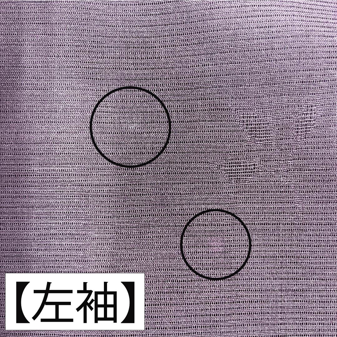 夏物 正絹 色無地 Aランク 身丈160.5cm 裄丈62.5cm 紫烏色（しうしょく） 木の葉 絽 紫系 1132004753420