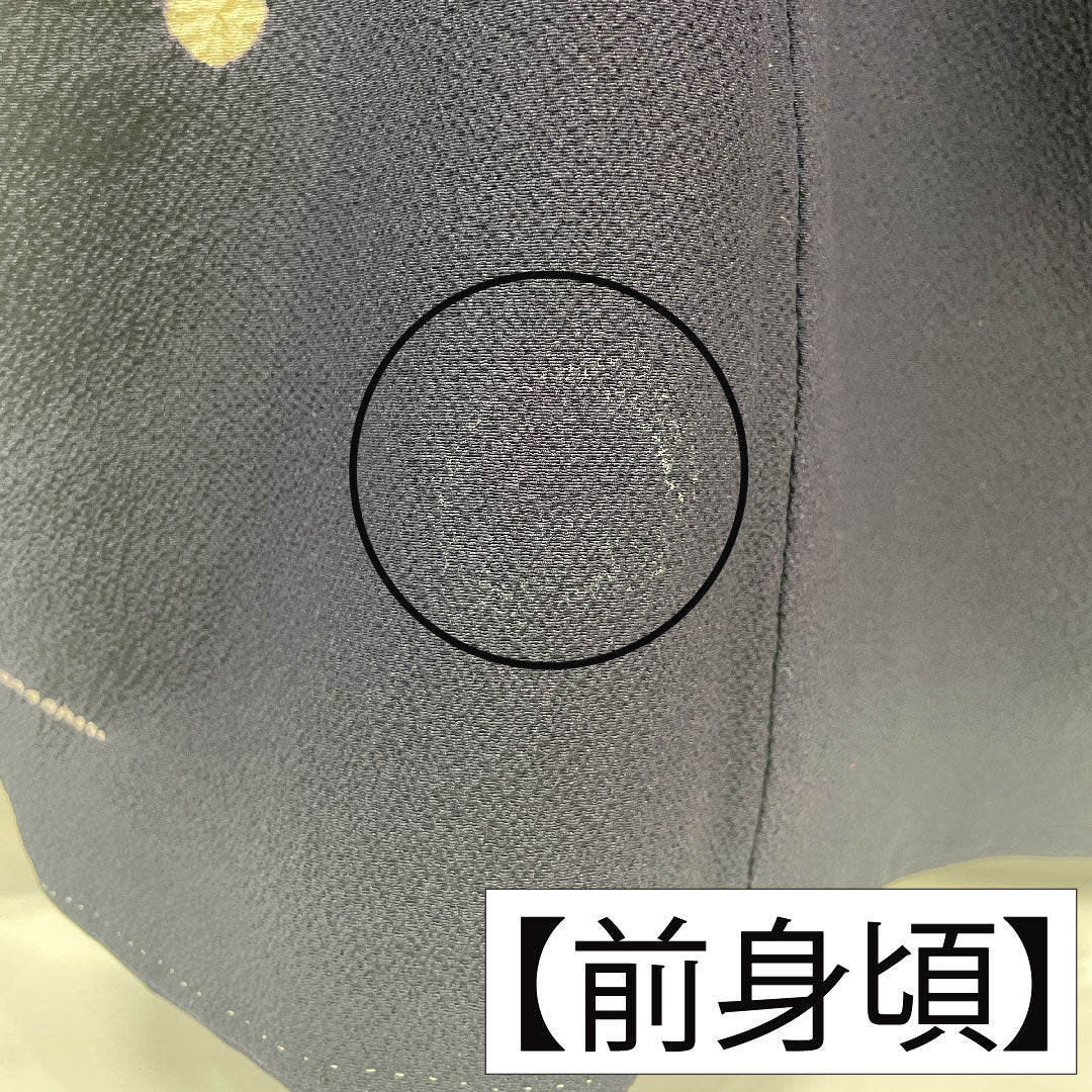 Homongi, pure silk, lined, length 158cm, sleeve length 67cm, blue-brown, Tsujigahana, partially dyed, A rank, navy blue, 1112005163318