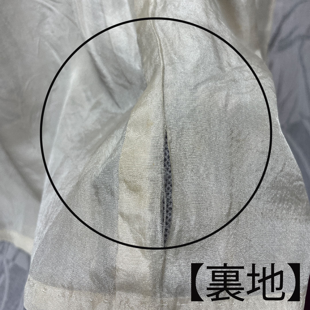 Summer kimono, polyester, small pattern, length 155cm, sleeve length 65.5cm, light ink color, checkered pattern, abstract pattern, washable kimono, gauze, B rank, gray 1132000804322