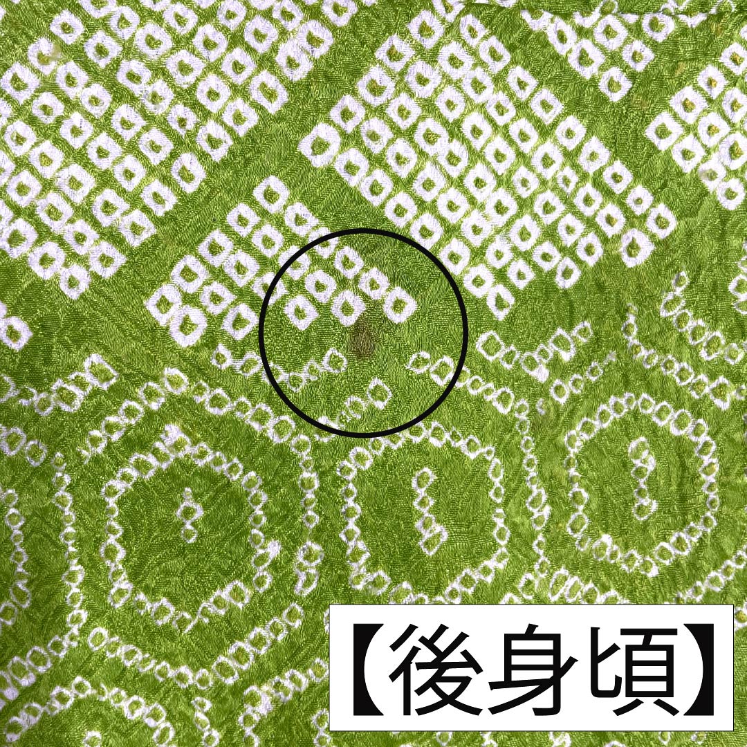 Furisode Pure Silk A Rank Length 167.5cm Sleeve-to-sleeve 64.5cm Lined Moegiiro (Yellowish Green) Kyo Yuzen Shibori Classic Pattern Green 1113002813519